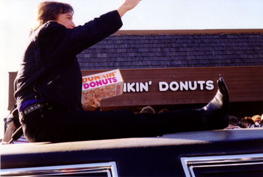 David on the top of the car.