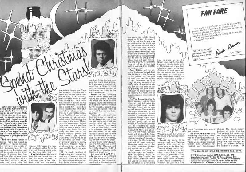 December 1974 Fan Magazine page